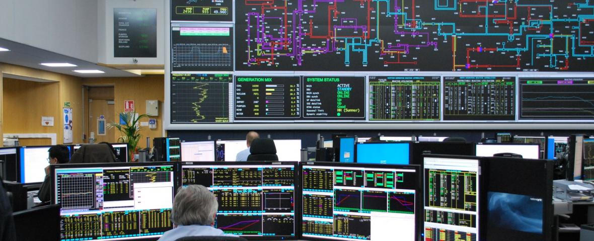 Photo taken inside an energy grid control centre