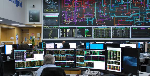 Photo taken inside an energy grid control centre